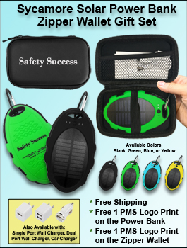 Sycamore Solar Power Bank Zipper Wallet Gift Set